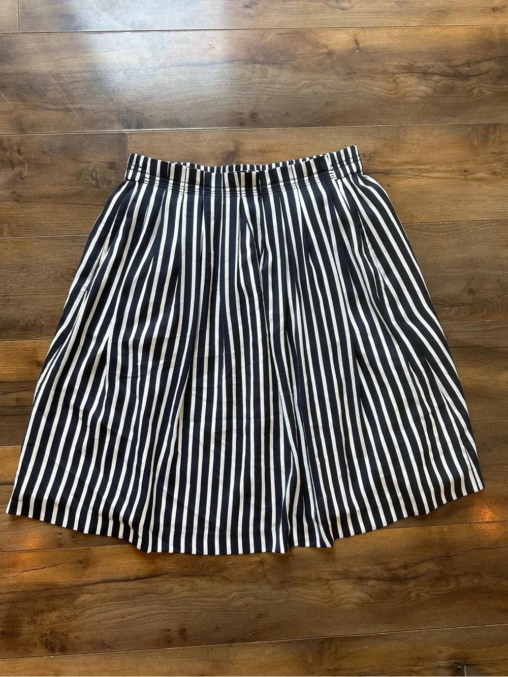 J.Crew Navy White Striped Midi Skirt Size 4 Nautical A-Line Pockets